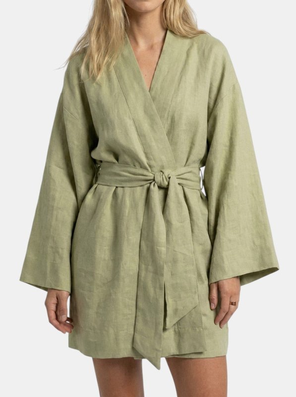 Women's Breathable Linen Kimono Dress | Airy Bohemian Summer Outfit - Velshara store