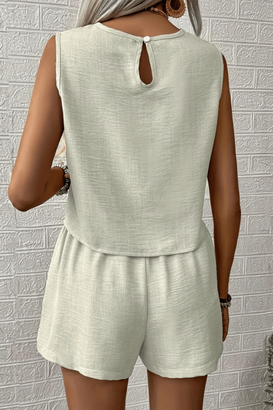 Women's Breathable Linen Summer Set | Tailored Crop Top and Structured Shorts - Velshara store