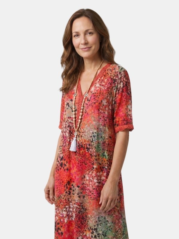 Women's Colorful Printed Midi Dress | Relaxed Fit Summer Dress for Casual Wear - Velshara store