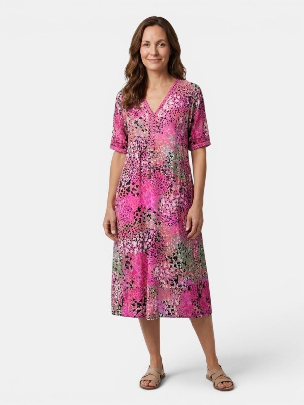 Women's Colorful Printed Midi Dress | Relaxed Fit Summer Dress for Casual Wear - Velshara store