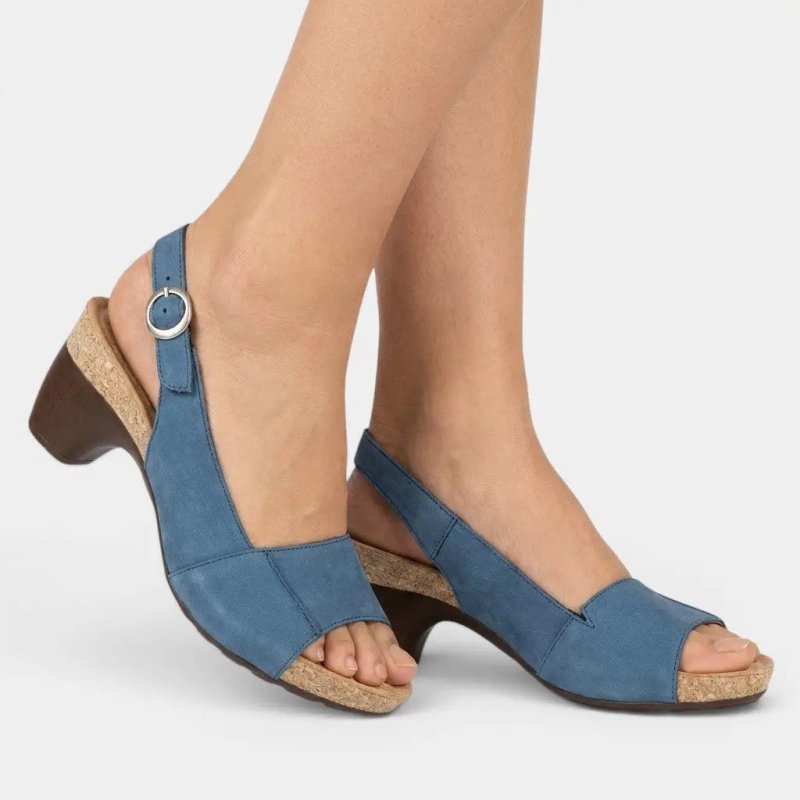 Women's Comfortable Cork Block Heel Slingback Sandals | Elegant Peep - Toe Design for Summer - Velshara store