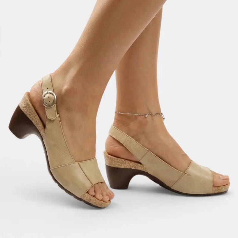 Women's Comfortable Cork Block Heel Slingback Sandals | Elegant Peep - Toe Design for Summer - Velshara store