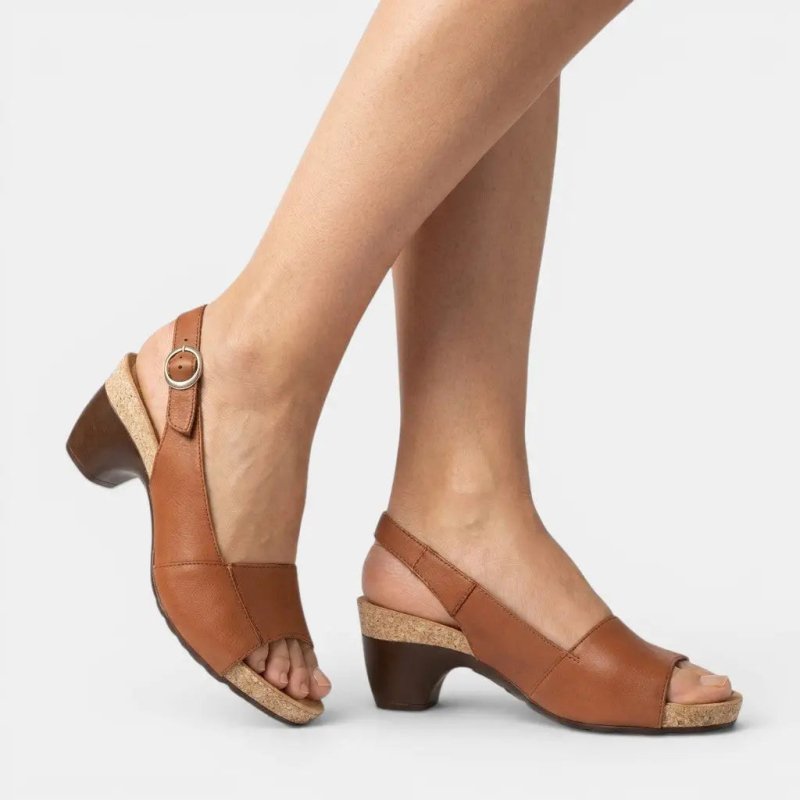 Women's Comfortable Cork Block Heel Slingback Sandals | Elegant Peep - Toe Design for Summer - Velshara store