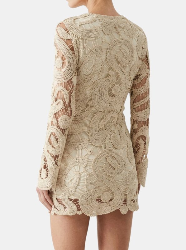Women's Comfortable Crochet Mini Dress | Elegant Long Sleeve Casual Wear for Spring & Autumn - Velshara store