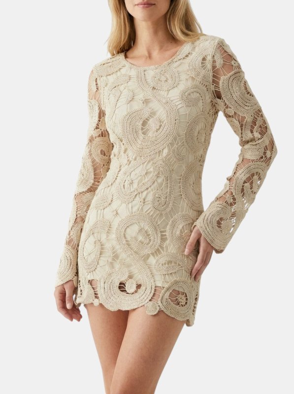 Women's Comfortable Crochet Mini Dress | Elegant Long Sleeve Casual Wear for Spring & Autumn - Velshara store