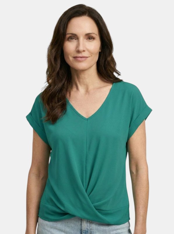 Women's Comfortable V - Neck Twist Front Top | Relaxed Fit Short Sleeve Shirt for Spring and Summer - Velshara store