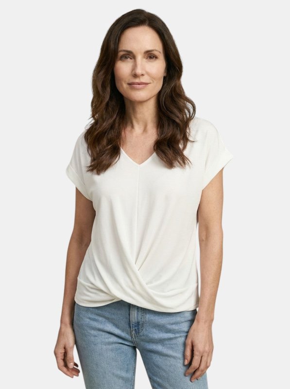 Women's Comfortable V - Neck Twist Front Top | Relaxed Fit Short Sleeve Shirt for Spring and Summer - Velshara store