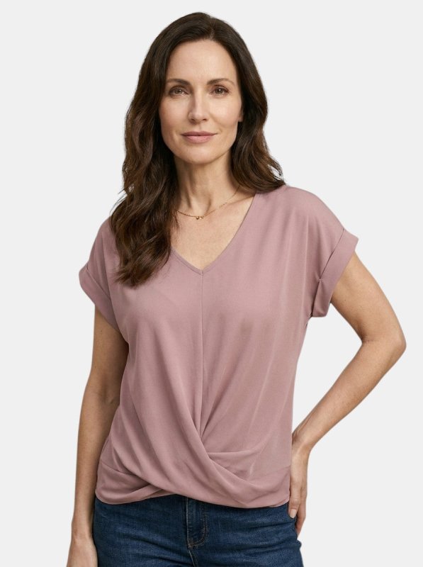 Women's Comfortable V - Neck Twist Front Top | Relaxed Fit Short Sleeve Shirt for Spring and Summer - Velshara store
