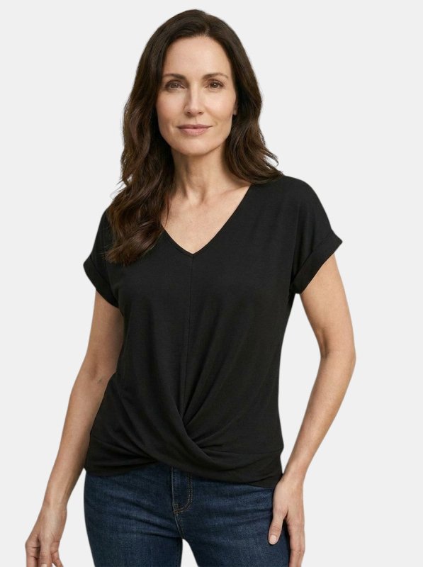 Women's Comfortable V - Neck Twist Front Top | Relaxed Fit Short Sleeve Shirt for Spring and Summer - Velshara store