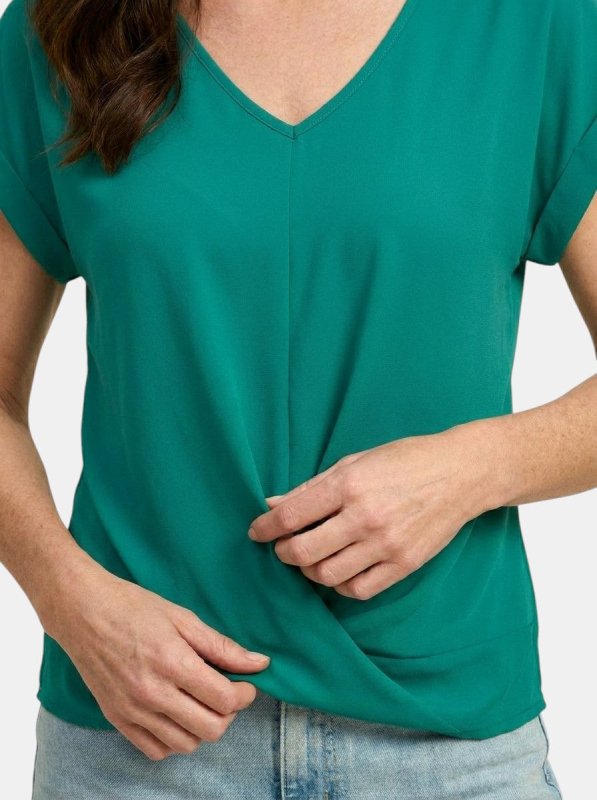 Women's Comfortable V - Neck Twist Front Top | Relaxed Fit Short Sleeve Shirt for Spring and Summer - Velshara store