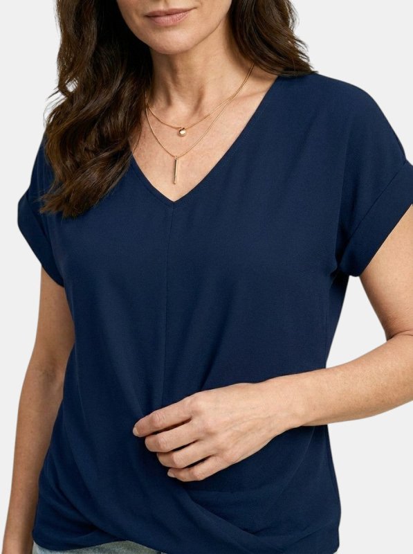 Women's Comfortable V - Neck Twist Front Top | Relaxed Fit Short Sleeve Shirt for Spring and Summer - Velshara store