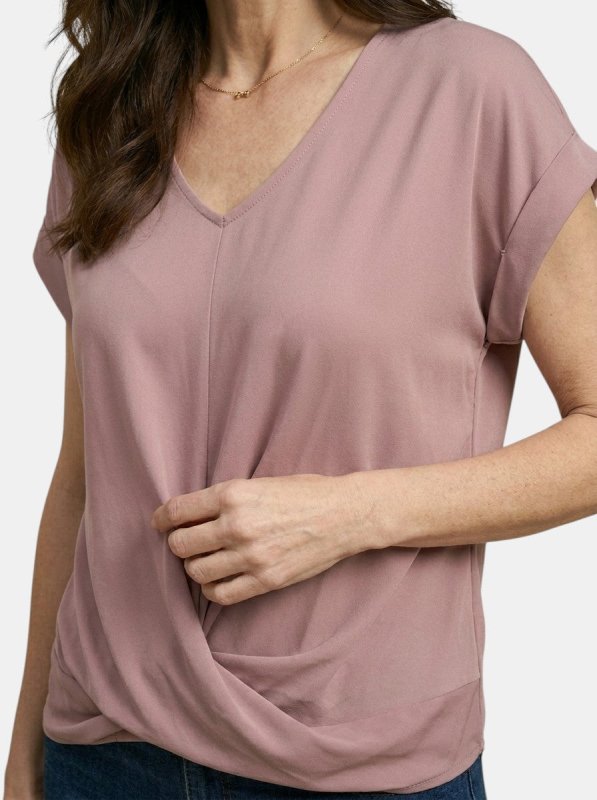 Women's Comfortable V - Neck Twist Front Top | Relaxed Fit Short Sleeve Shirt for Spring and Summer - Velshara store
