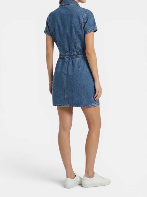 Women's Cotton Blend Denim Mini Dress | Stylish Short Sleeve Summer Dress - Velshara store