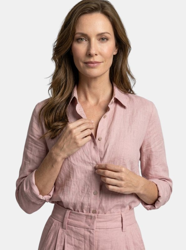 Women's Cotton Blend Loungewear Set | Relaxed Button - Down Shirt & High - Waist Trousers - Velshara store