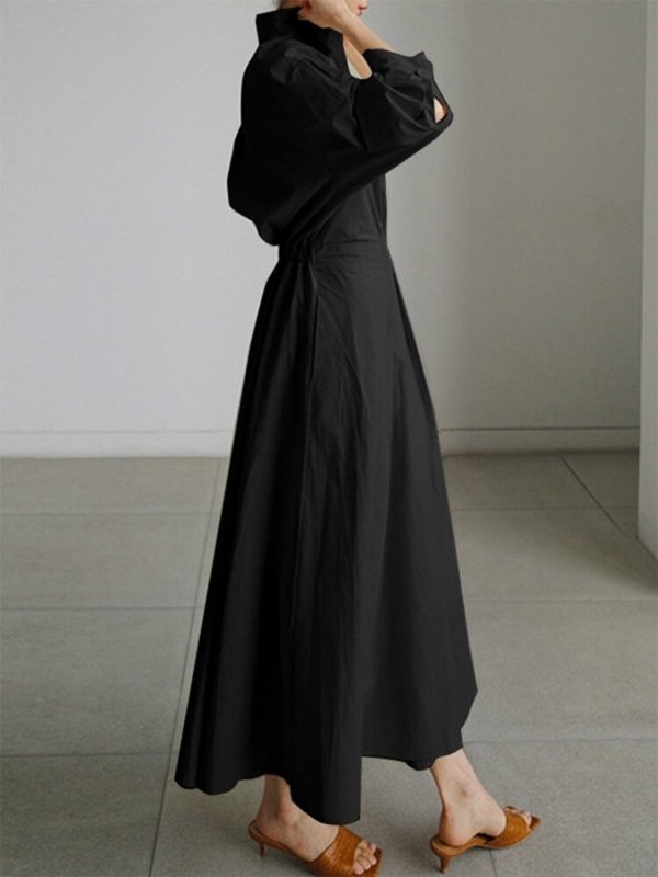 Women's Cotton Blend Shirt Dress | Elegant Collared Summer Dress with Flattering Waist Tie - Velshara store