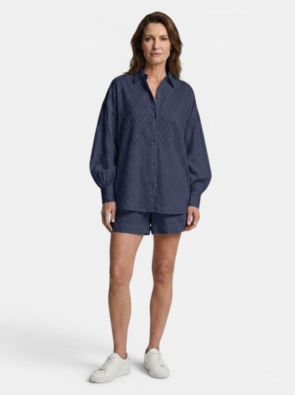 Women's Cotton Broderie Stripe Short Set | Relaxed Oversized Summer Outfit - Velshara store