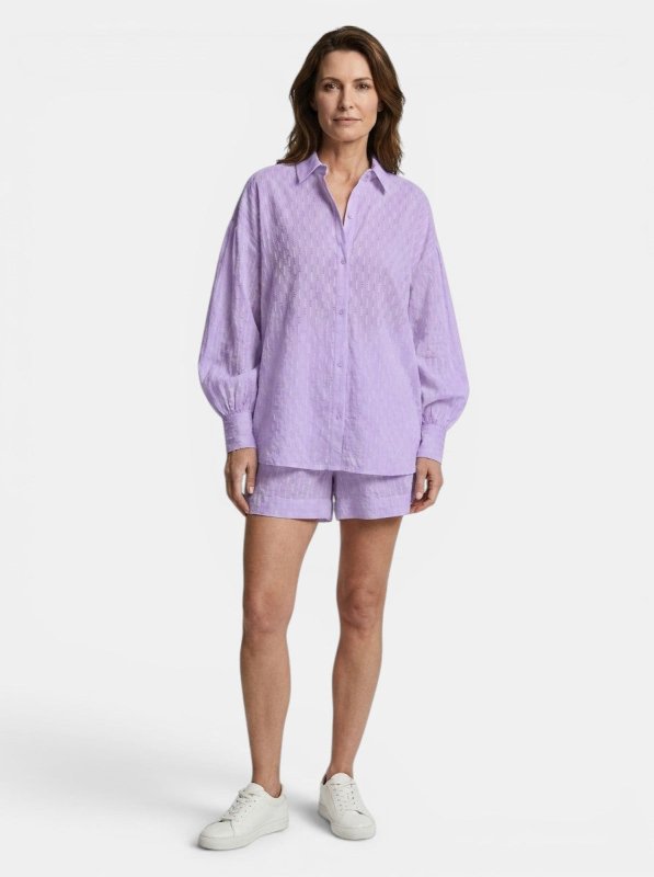 Women's Cotton Broderie Stripe Short Set | Relaxed Oversized Summer Outfit - Velshara store