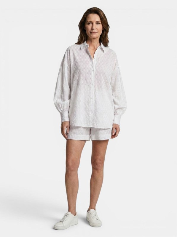 Women's Cotton Broderie Stripe Short Set | Relaxed Oversized Summer Outfit - Velshara store