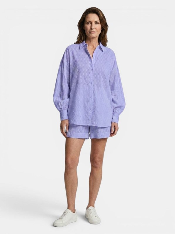 Women's Cotton Broderie Stripe Short Set | Relaxed Oversized Summer Outfit - Velshara store