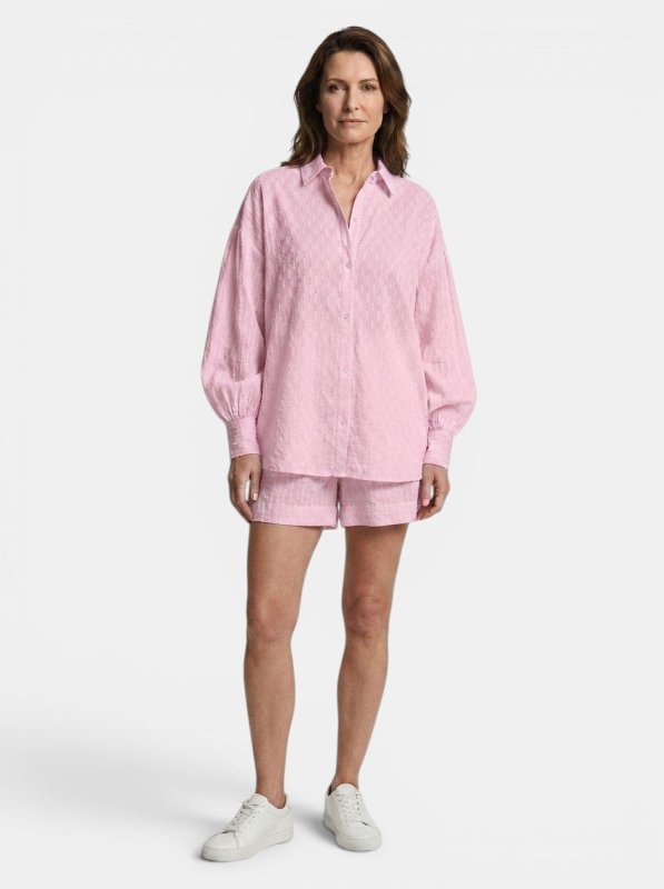 Women's Cotton Broderie Stripe Short Set | Relaxed Oversized Summer Outfit - Velshara store