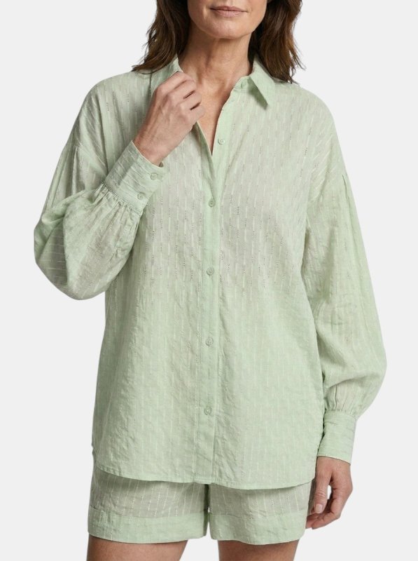 Women's Cotton Broderie Stripe Short Set | Relaxed Oversized Summer Outfit - Velshara store