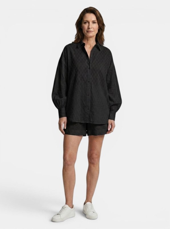 Women's Cotton Broderie Stripe Short Set | Relaxed Oversized Summer Outfit - Velshara store