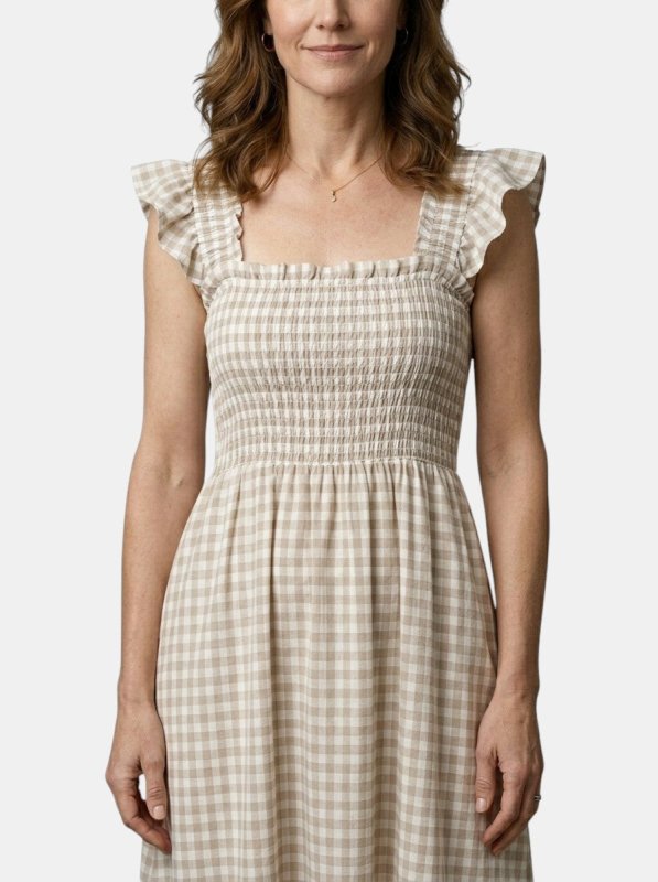 Women's Cotton Gingham Maxi Dress | Elegant Flowing Summer Style - Velshara store