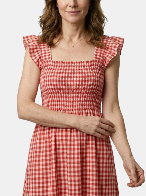 Women's Cotton Gingham Maxi Dress | Elegant Flowing Summer Style - Velshara store