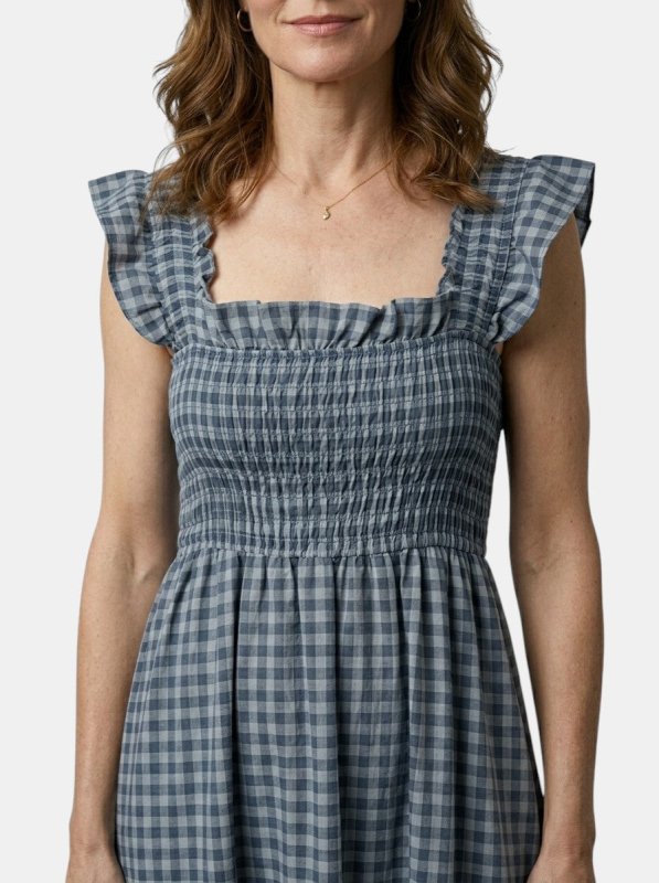 Women's Cotton Gingham Maxi Dress | Elegant Flowing Summer Style - Velshara store