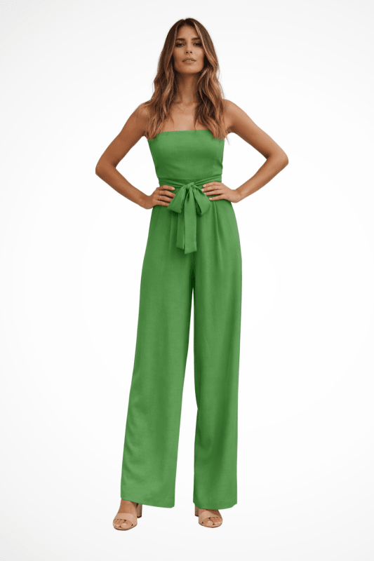 Women's Cotton Two Piece Set | Structured Bandeau Top and Relaxed Wide Leg Trousers - Velshara store