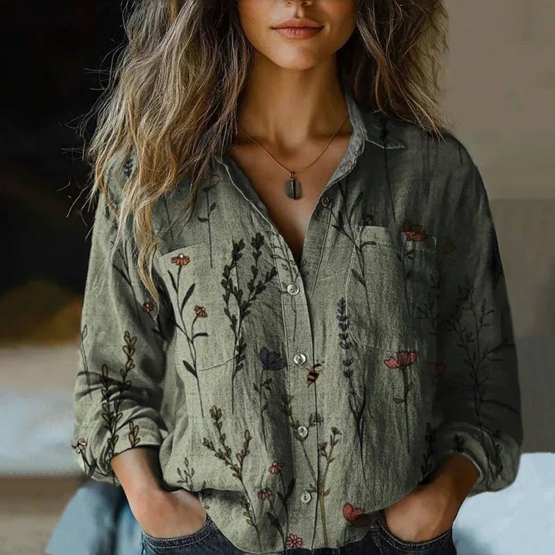 Women's Cotton Vintage Patterned Blouse | Breezy Relaxed Fit Summer Top - Velshara store