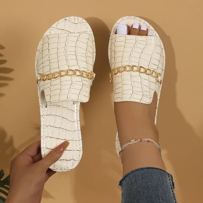 Women's Croc - Embossed Sandals | Elegant Comfortable Footwear for Summer - Velshara store