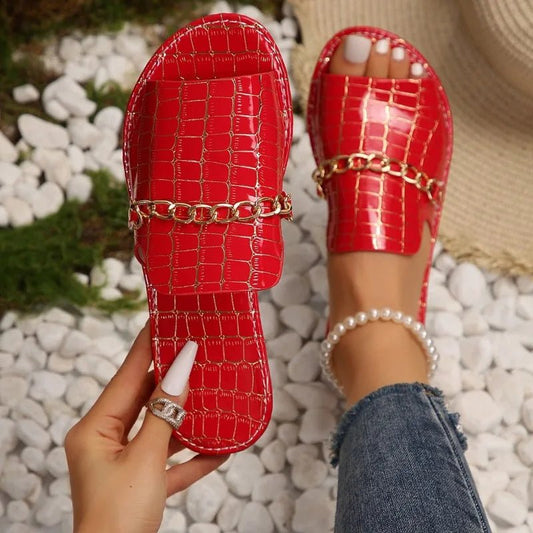Women's Croc - Embossed Sandals | Elegant Comfortable Footwear for Summer - Velshara store