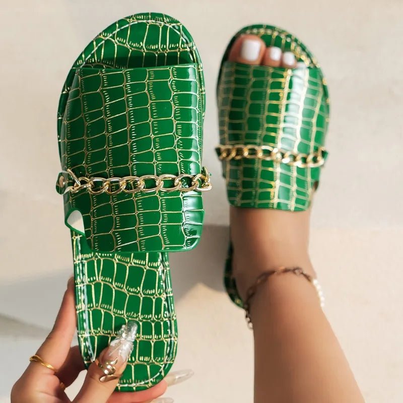 Women's Croc - Embossed Sandals | Elegant Comfortable Footwear for Summer - Velshara store