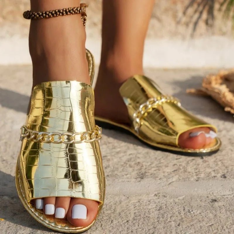 Women's Croc - Embossed Sandals | Elegant Comfortable Footwear for Summer - Velshara store