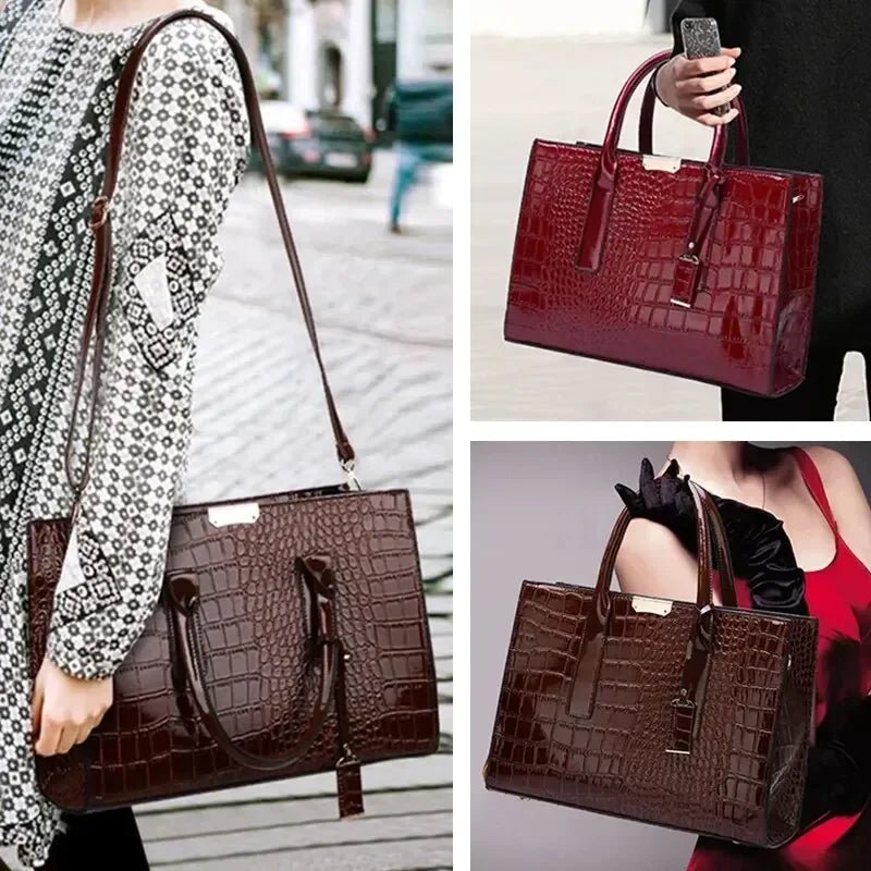 Women’s Crocodile Pattern Tote Bag – Large Capacity Shoulder Bag - Velshara store