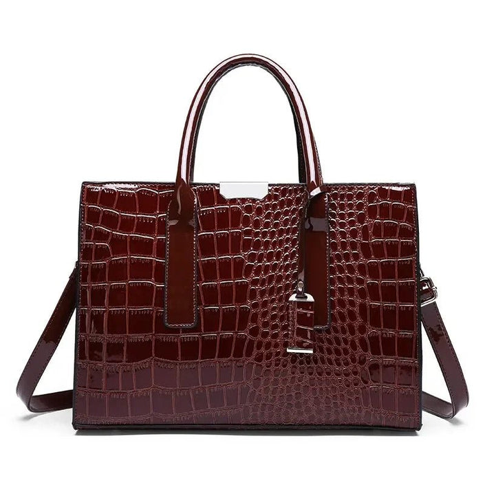 Women’s Crocodile Pattern Tote Bag – Large Capacity Shoulder Bag - Velshara store