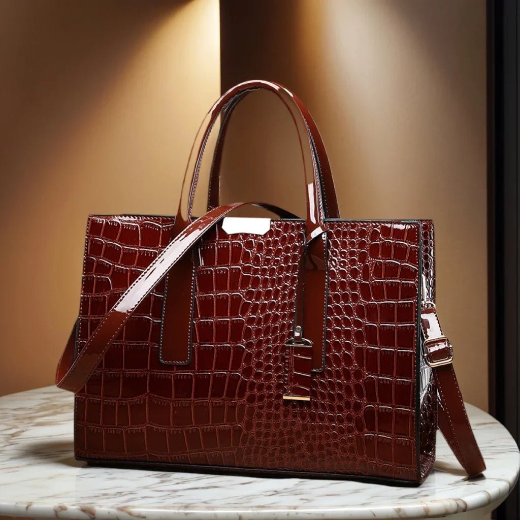 Women’s Crocodile Pattern Tote Bag – Large Capacity Shoulder Bag - Velshara store