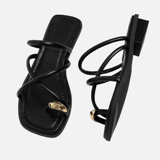 Women’s Cross Strap Sandals – Toe Loop Flat Summer Sandals - Velshara store