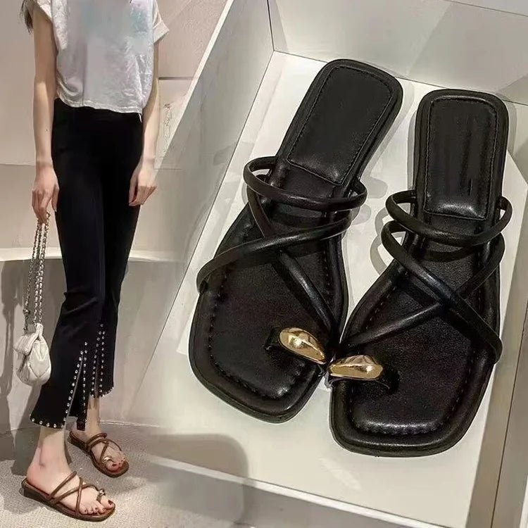 Women’s Cross Strap Sandals – Toe Loop Flat Summer Sandals - Velshara store