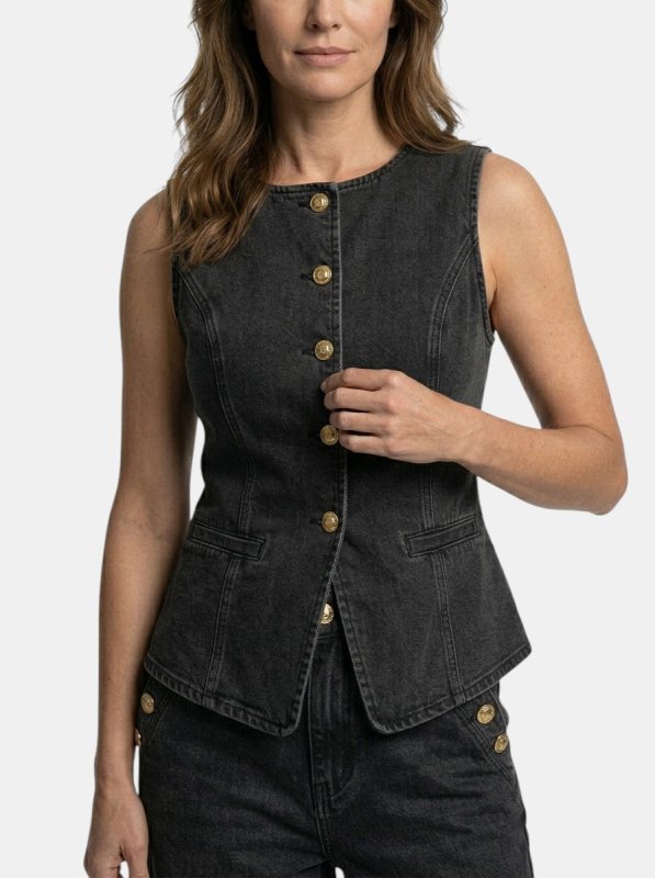 Women's Denim Co Ord Set | Tailored Waistcoat and Wide - Leg Trousers - Velshara store
