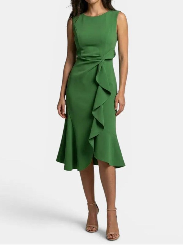 Women's Elegant Asymmetric Midi Dress | Sleek Sleeveless Cocktail Gown for Special Occasions - Velshara store
