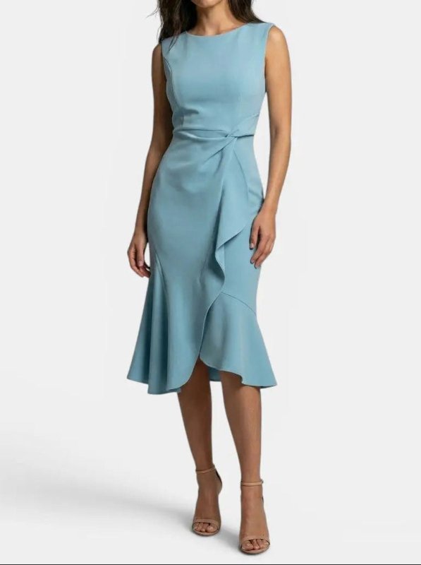 Women's Elegant Asymmetric Midi Dress | Sleek Sleeveless Cocktail Gown for Special Occasions - Velshara store