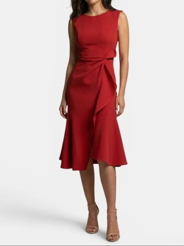 Women's Elegant Asymmetric Midi Dress | Sleek Sleeveless Cocktail Gown for Special Occasions - Velshara store