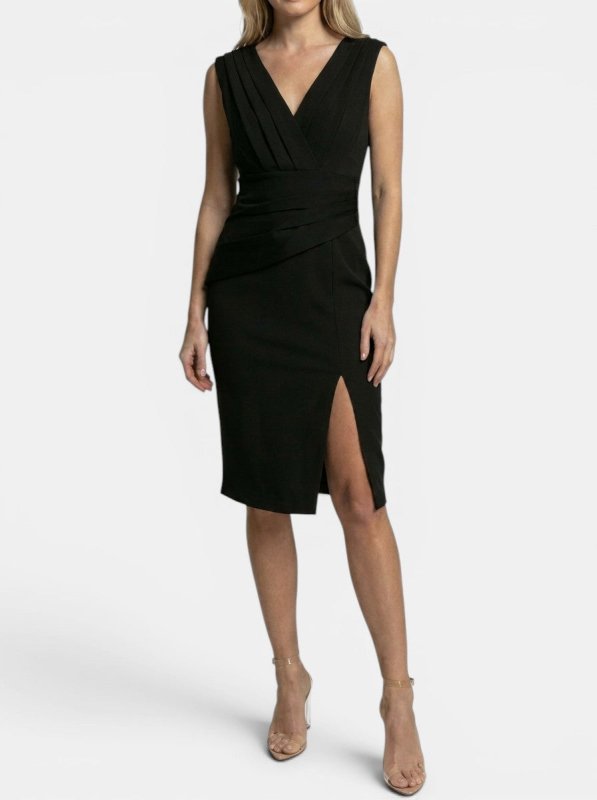 Women's Elegant Blend Midi Dress | Flattering V - Neck with Side Slit - Velshara store