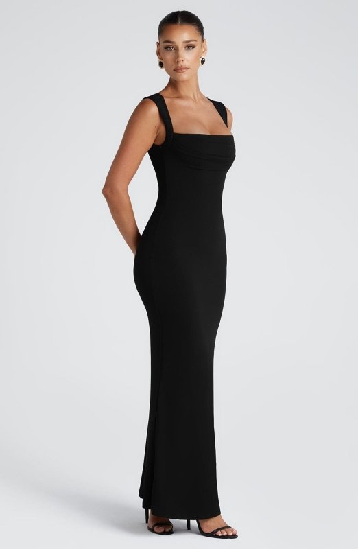 Women's Elegant Bodycon Maxi Dress | Sleek Square Neckline Formal Evening Gown - Velshara store