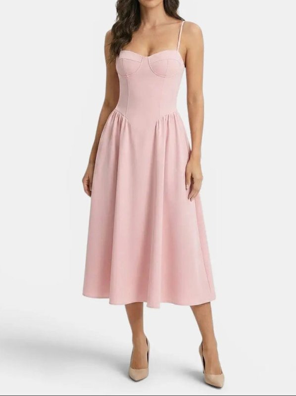 Women's Elegant Corset Midi Dress | Flared A - Line Formal Dress for Weddings - Velshara store