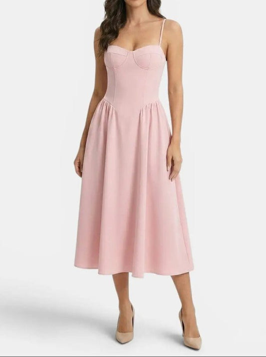 Women's Elegant Corset Midi Dress | Flared A - Line Formal Dress for Weddings - Velshara store