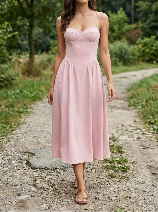 Women's Elegant Corset Midi Dress | Flared A - Line Formal Dress for Weddings - Velshara store