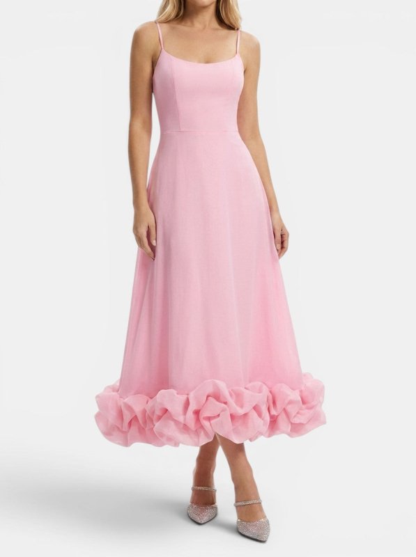 Women's Elegant Fabric Midi Evening Dress | Flattering Ruffle Design - Velshara store